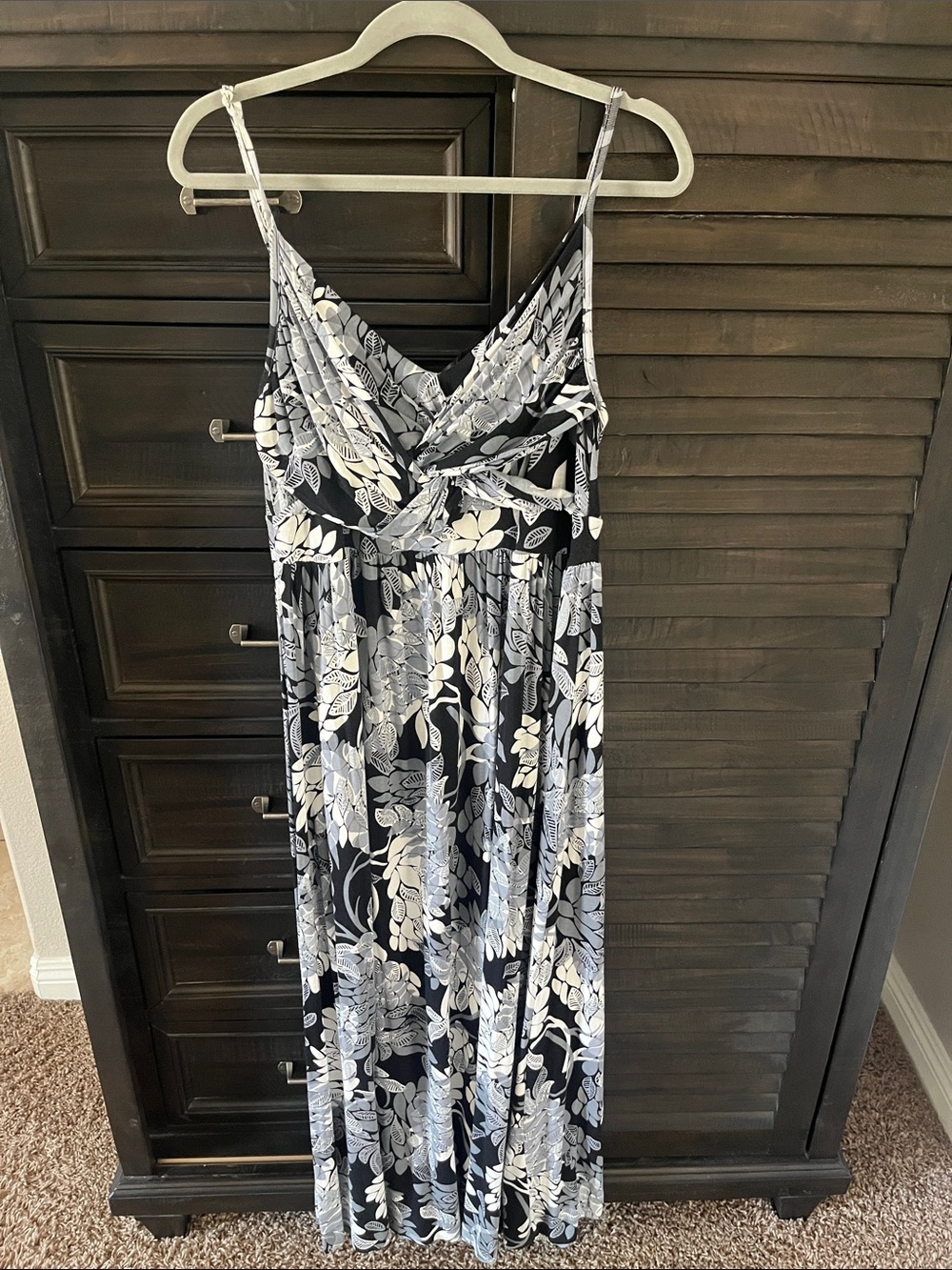 New York & Company Black and White Floral Maxi Dress